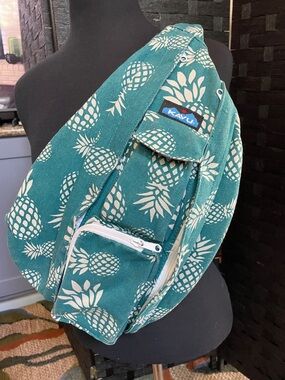 Kavu Teal Pineapple Crossbody Sling Bag